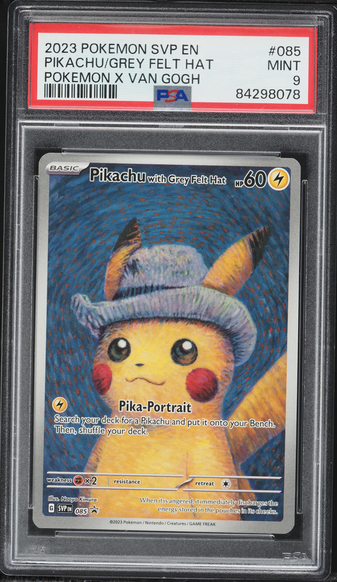 2023 Pokemon Scarlet & Violet Promo X Van Gogh Pikachu With Grey Felt Hat #85 PSA 9 MINT