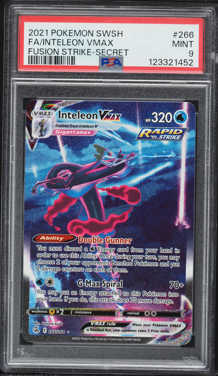 2021 Pokemon Sword & Shield Fusion Strike Alt Art Inteleon VMAX #266 PSA 9 MINT