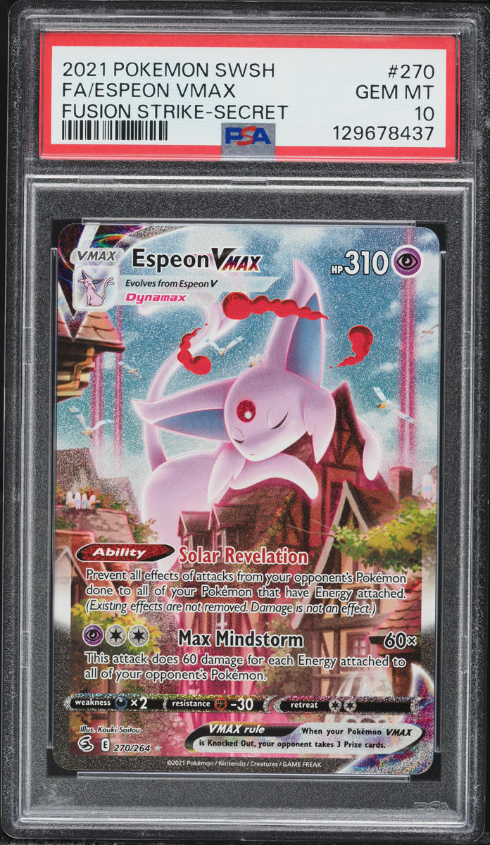 2021 Pokemon Sword & Shield Fusion Strike Alt Art Espeon VMAX #270 PSA 10 GEM MINT