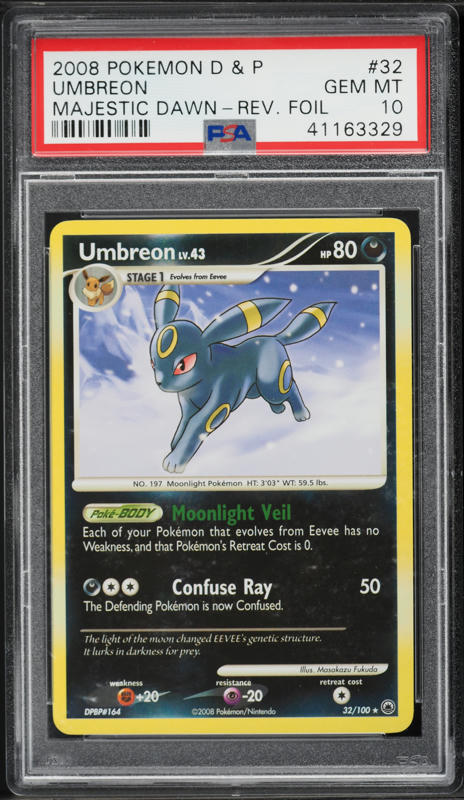2008 Pokemon Diamond & Pearl Majestic Dawn Reverse Holo Umbreon #32 PSA 10 GEM MINT