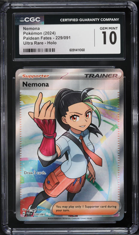 2024 Pokemon Scarlet & Violet Paldean Fates Full Art Nemona #229 CGC 10 GEM MINT