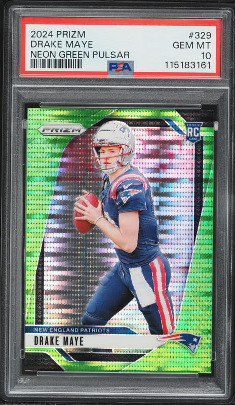2024 Panini Prizm Neon Green Pulsar Drake Maye ROOKIE #329 PSA 10