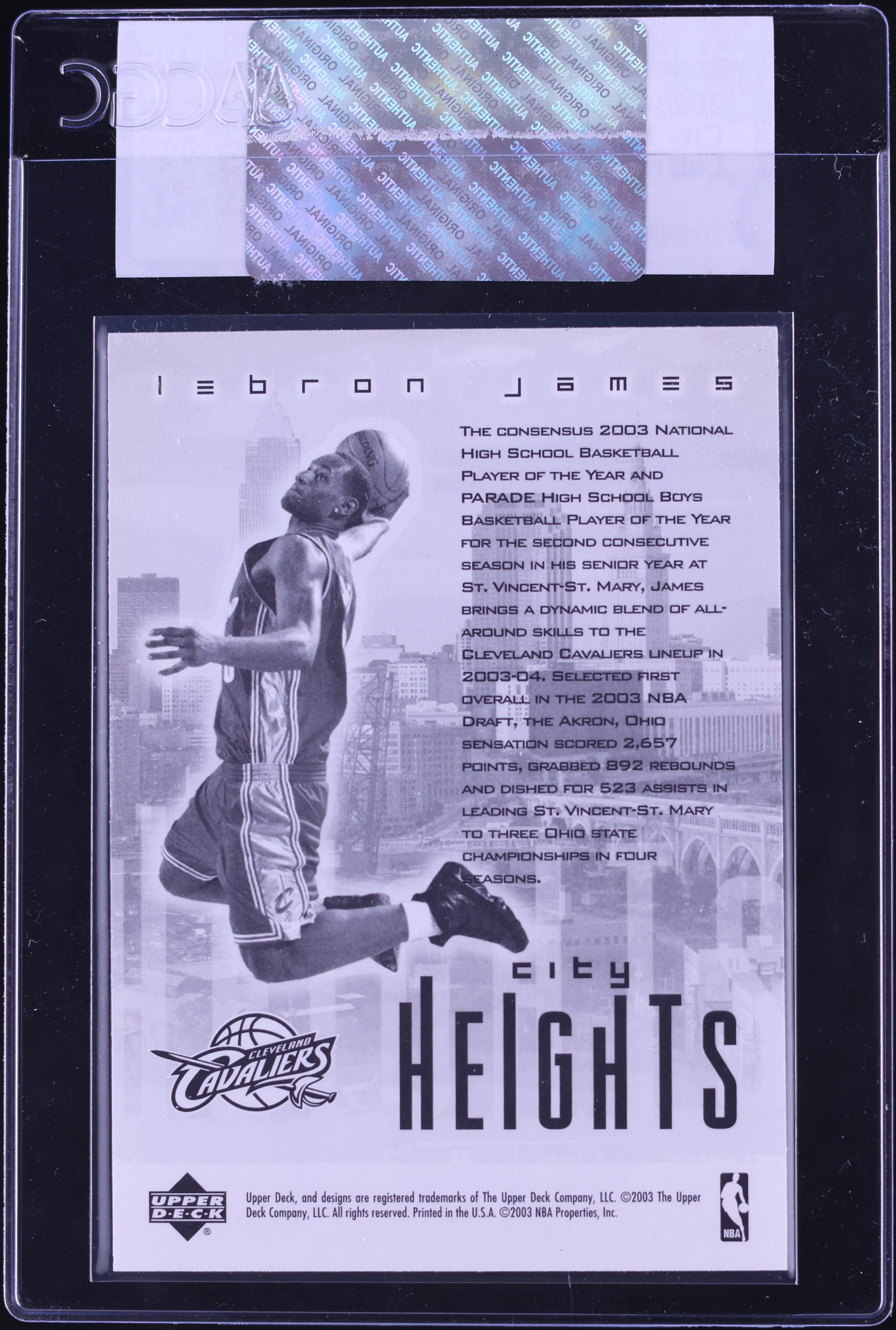 2003 Upper Deck City Heights LeBron James ROOKIE CGC AUTH on