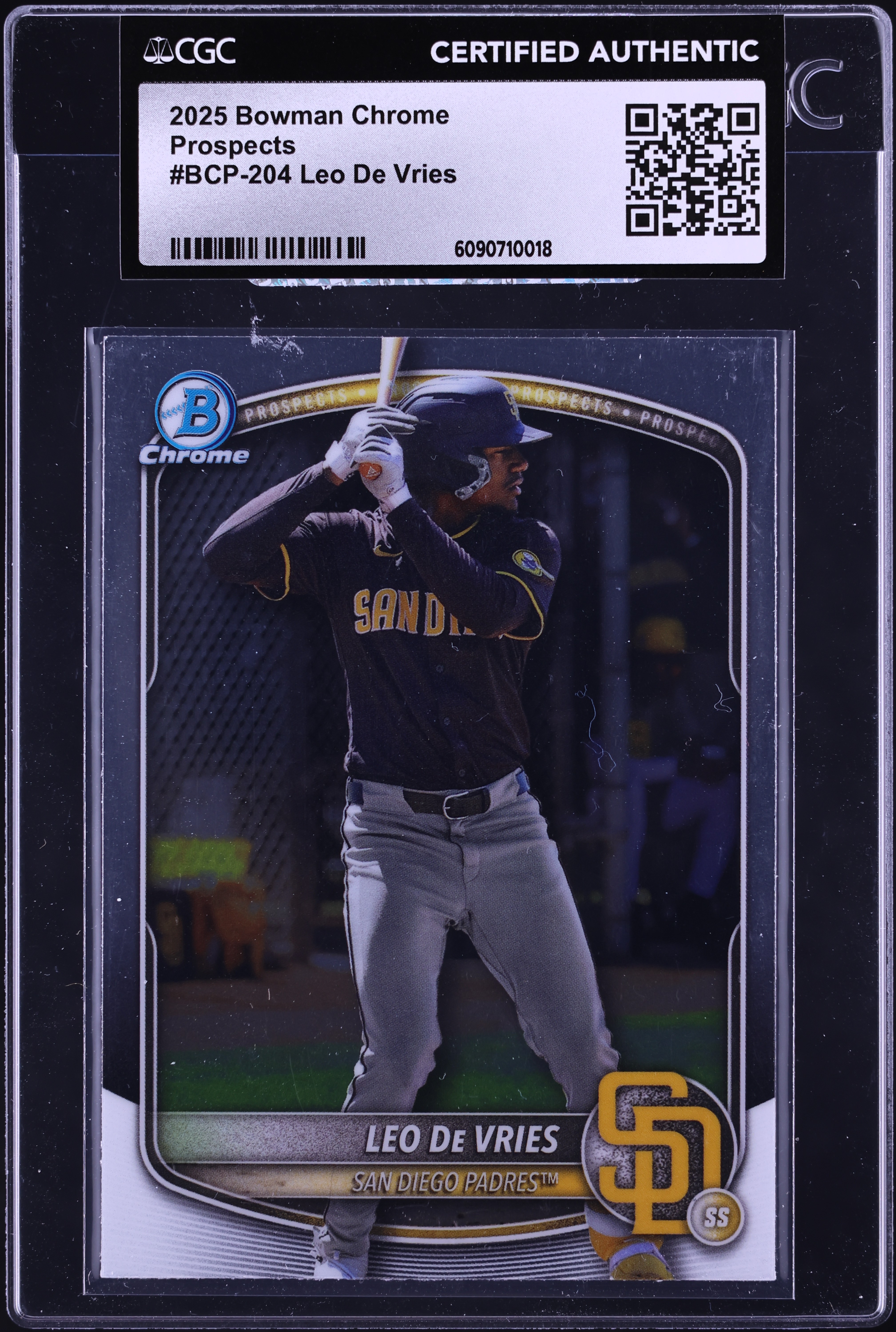 2025 Bowman Chrome Leo De Vries PROSPECT #BCP-204 CGC AUTH on