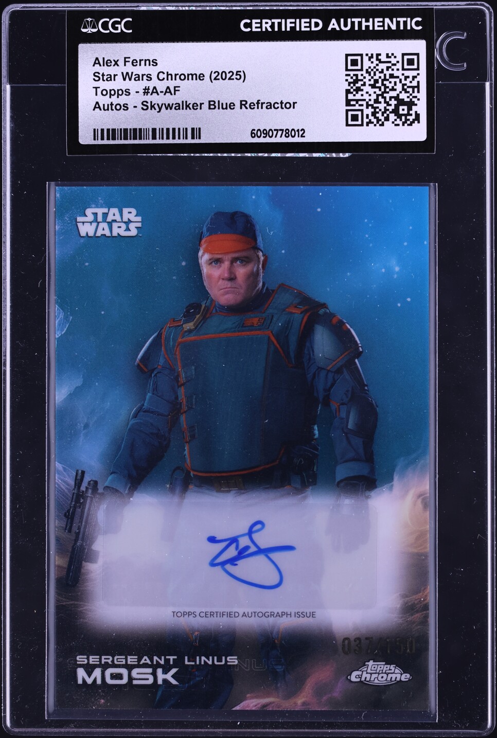 2025 Topps Star Wars Chrome Blue Refractor Sergeant Linus Mosk