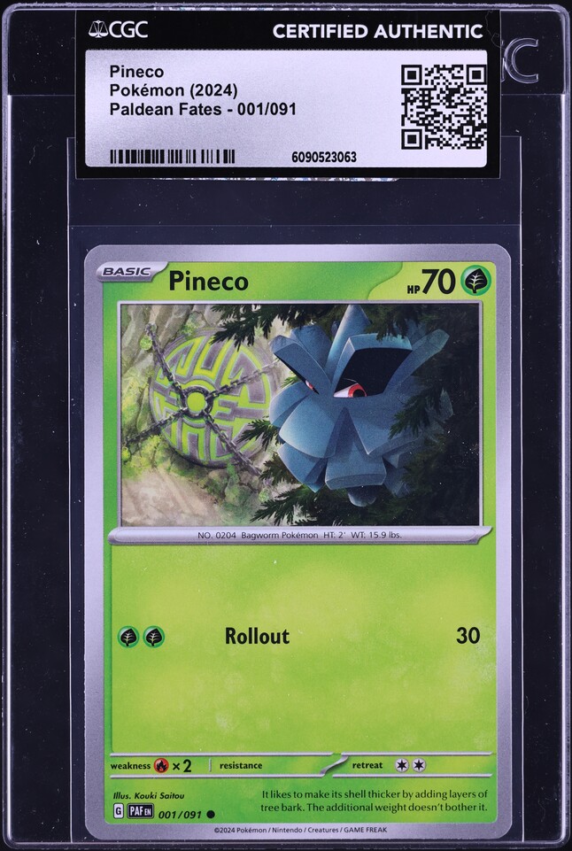 2024 Pokemon Scarlet & Violet Paldean Fates Pineco #001 CGC AUTH