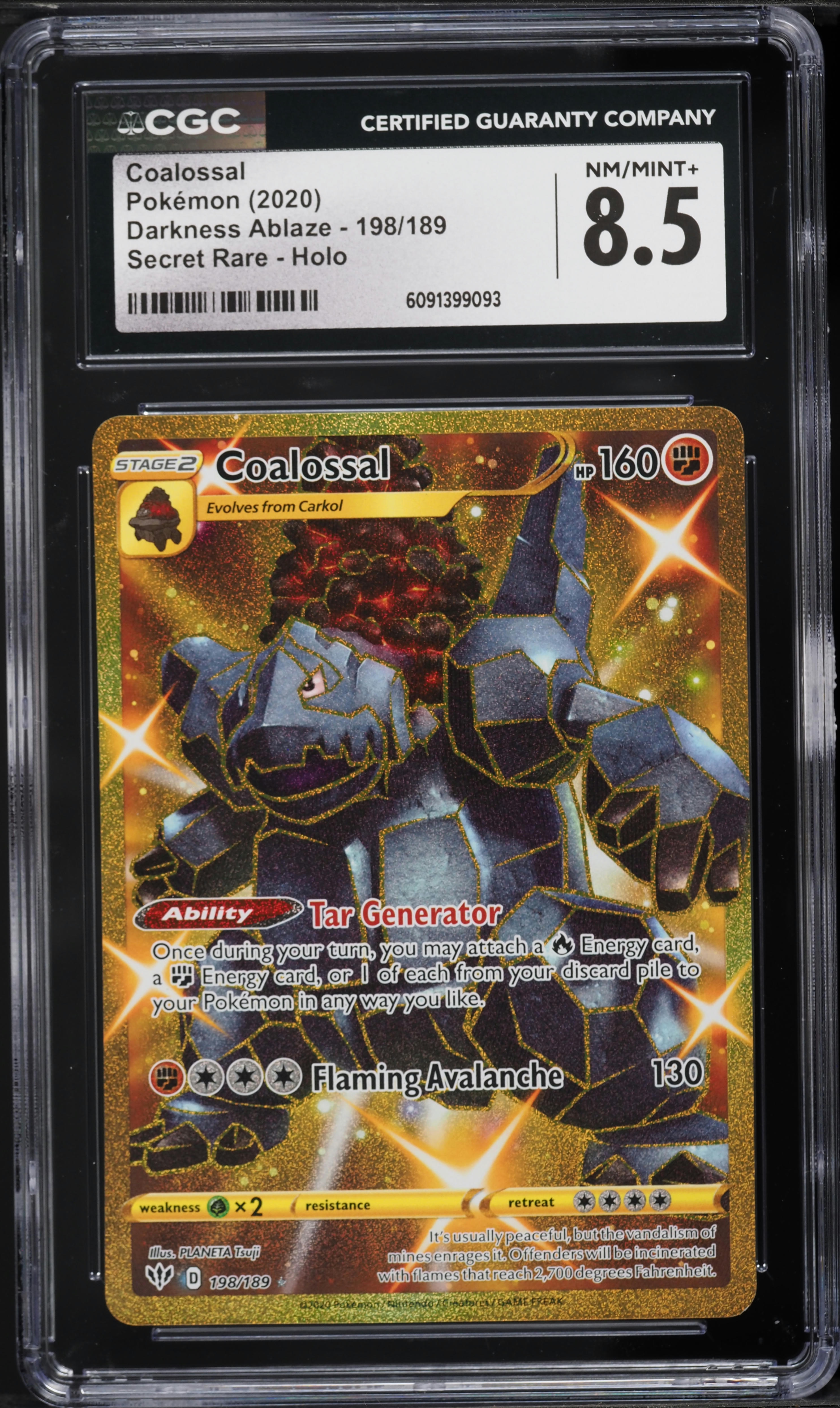 2020 Pokemon Sword & Shield Darkness Ablaze Secret Rare Coalossal