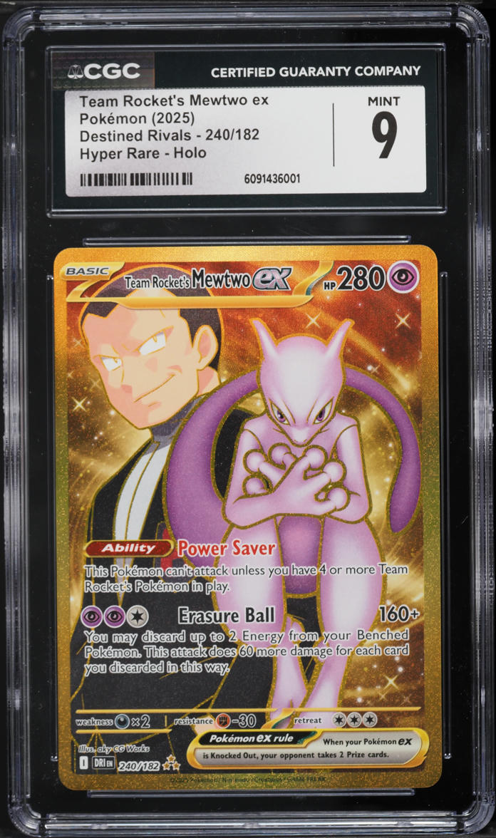 2025 Pokemon Scarlet & Violet Destined Rivals Gold Rare Team Rocket's Mewtwo ex #240 CGC 9 MINT on Fanatics Collect 2025 Pokemon Scarlet & Violet Destined Rivals Gold Rare Team Rocket's Mewtwo ex #240 CGC 9 MINT on Fanatics Collect
