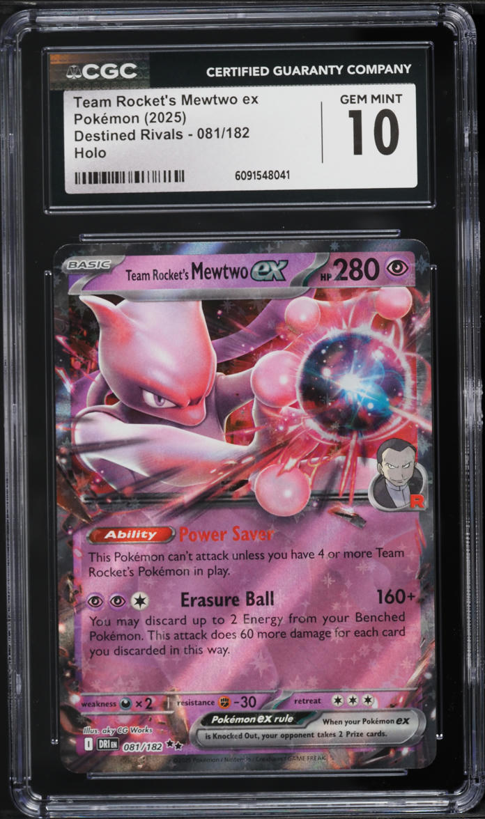 2025 Pokemon Scarlet & Violet Destined Rivals Holo Team Rocket's Mewtwo ex #81 CGC 10 GEM MINT