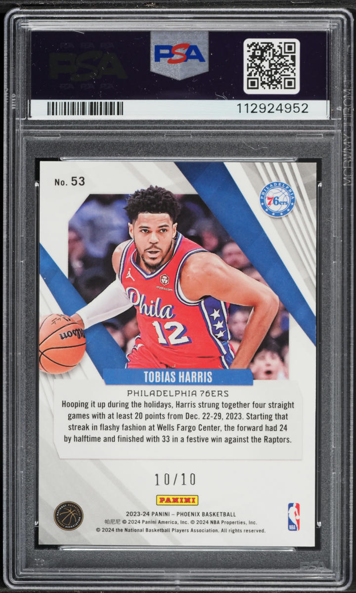2023 Panini Phoenix Gold International Tobias Harris 10/10 #53 PSA 10 GEM MINT