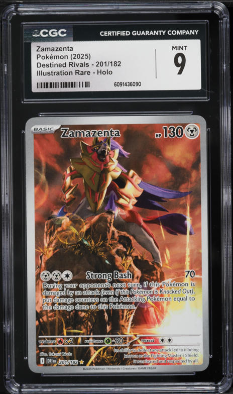 zamazenta rare card 2025 Pokemon Destined Rivals #201/182 PSA 8 all of your Pokémon take 100 less damage from attacks from your opponents Pokémon (after applying Weakness and Resistance) Pokemon Trading Card Game Sword