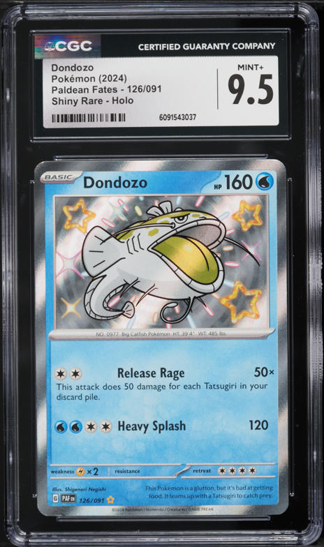 2024 Pokemon SV Paldean Fates Shiny Rare Dondozo #126 CGC 9.5 MINT+