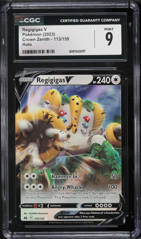 2023 Pokemon Sword & Shield Crown Zenith Full Art Regigigas V #113 CGC 9 MINT