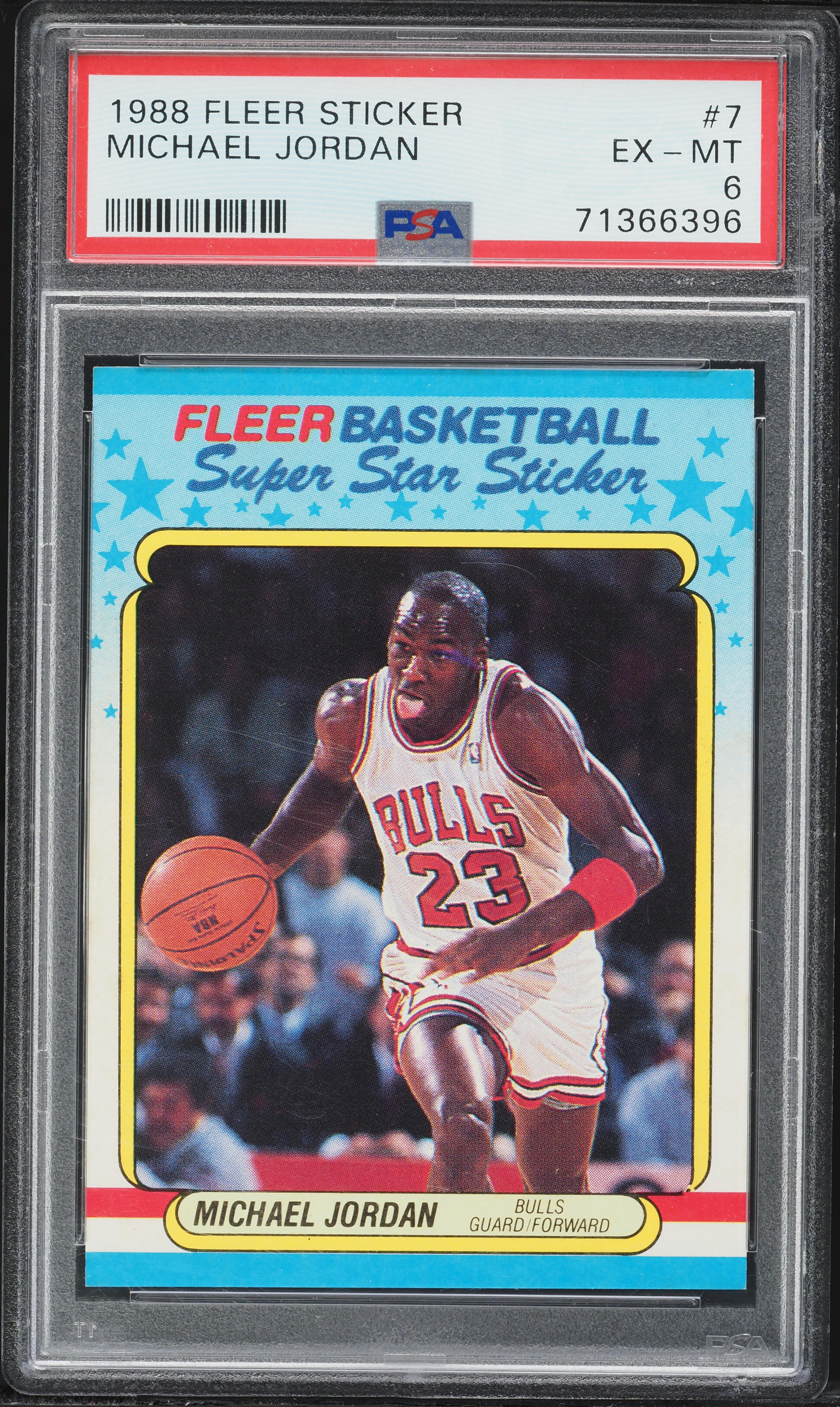 1988 Fleer Sticker Michael Jordan #7 PSA 6 EXMT on Fanatics Collect