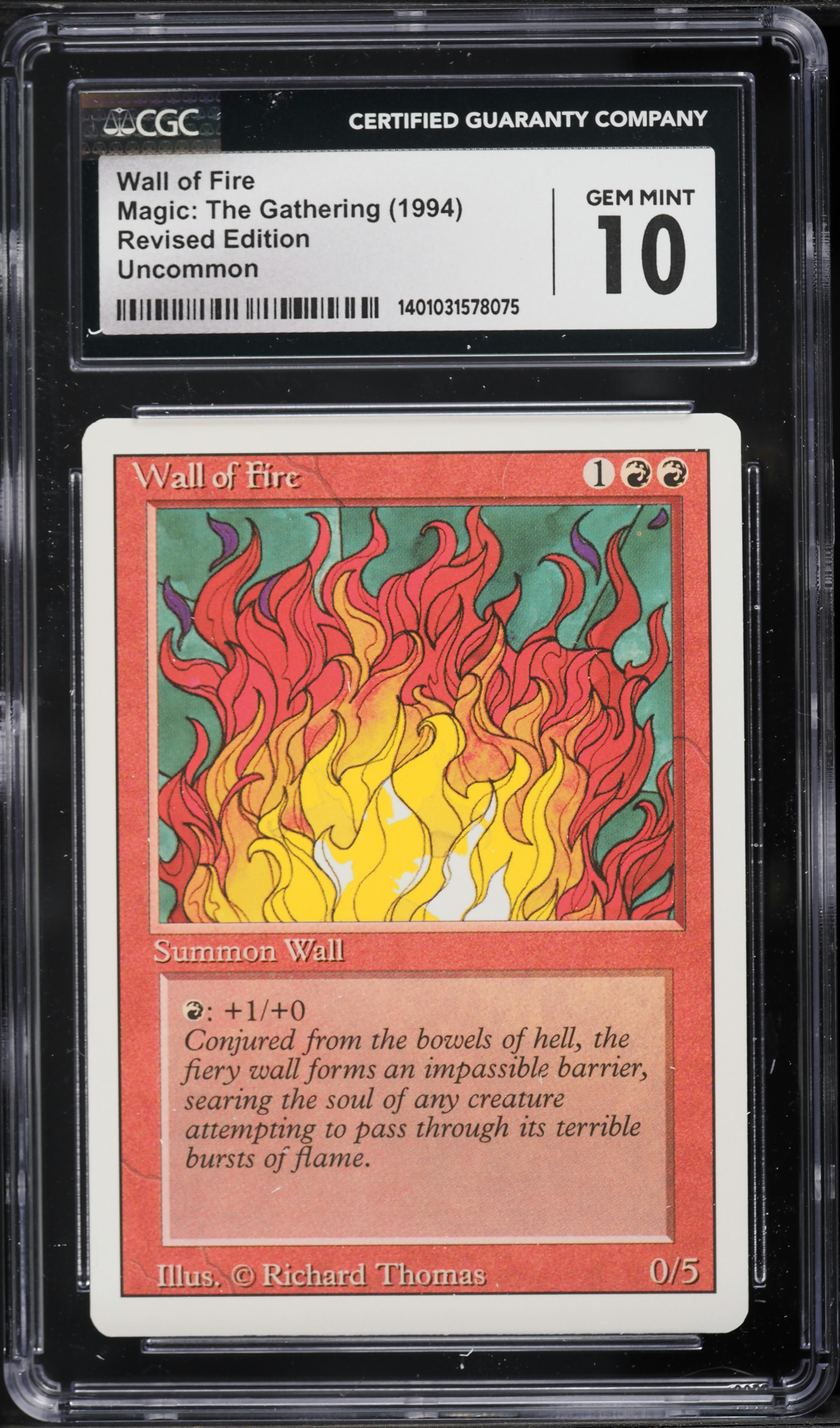 1994 Magic The Gathering MTG Revised Wall Of Fire CGC 10 GEM MINT
