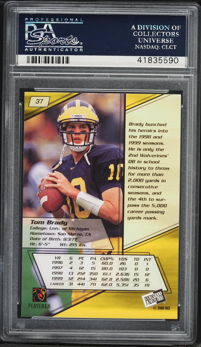 2000 Press Pass Torquers Tom Brady ROOKIE #37 PSA 10 GEM MINT