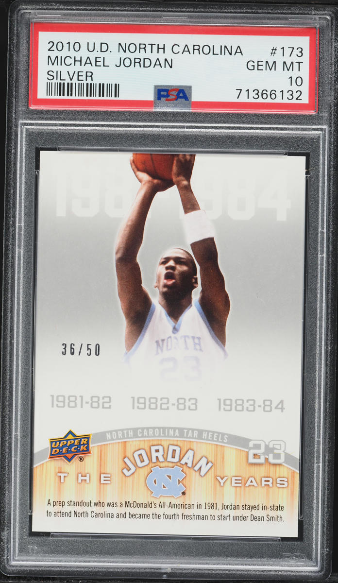 マイケルジョーダン ノースカロライナ PSA10 UNC JORDAN NBA 2010 Upper Deck North Carolina Silver Michael Jordan /50 #173 PSA