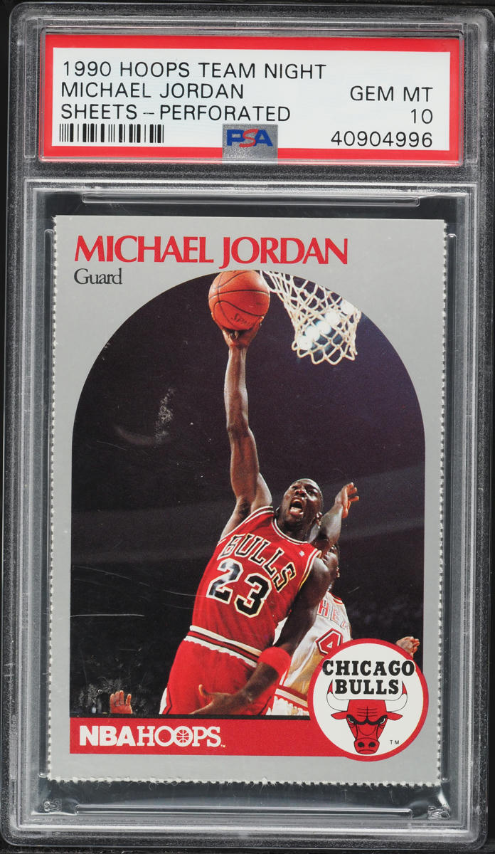 1990 Hoops Team Night Sheets Perforated Michael Jordan PSA 10 GEM