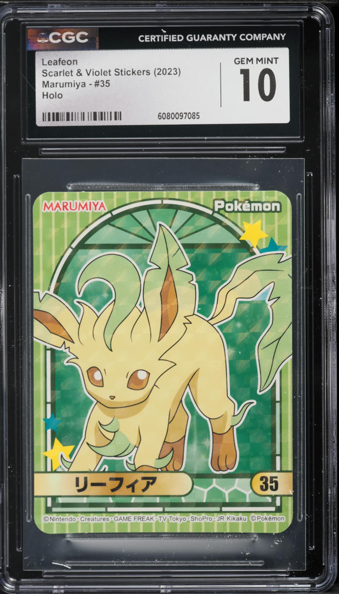 2023 Pokemon Japanese Scarlet & Violet Stickers Marumiya Holo Leafeon #35 CGC 10 GEM MINT