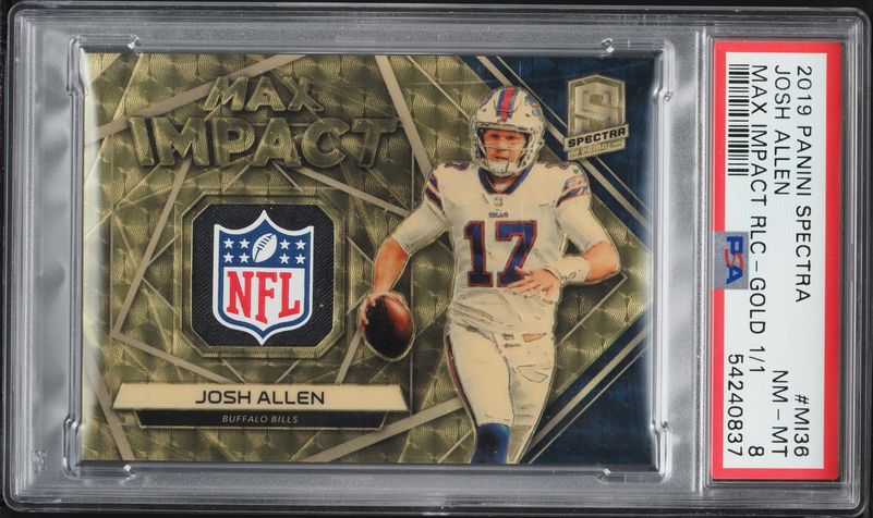 2019 Panini Spectra Max Impact Gold Josh Allen PATCH 1/1 #MI36 PSA