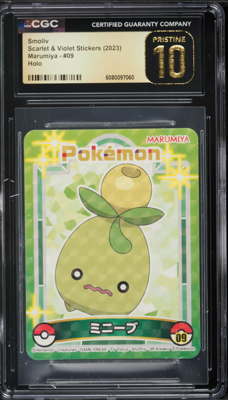 2023 Pokemon Japanese Scarlet & Violet Stickers Marumiya Holo Smoliv #9 CGC 10 PRISTINE