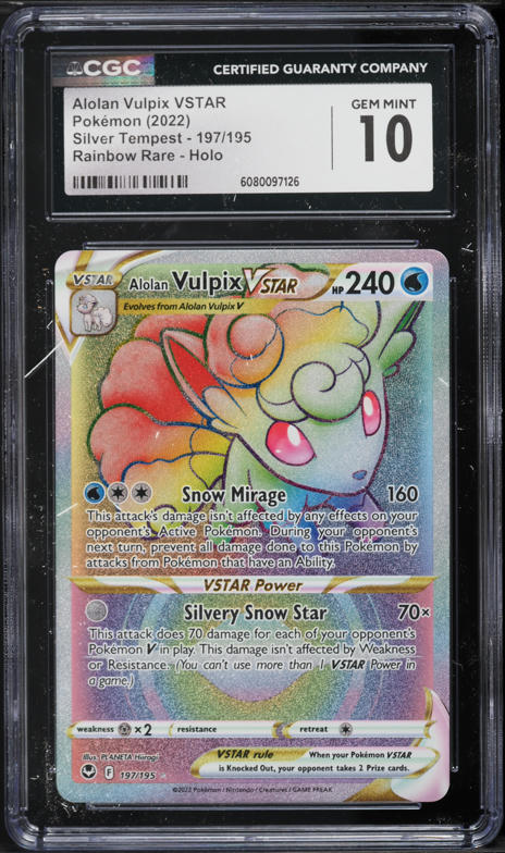2022 Pokemon SWSH Silver Tempest Hyper Rare Alolan Vulpix VSTAR #197 CGC 10 GEM MINT on Fanatics Collect 2022 Pokemon SWSH Silver Tempest Hyper Rare Alolan Vulpix VSTAR #197 CGC 10 GEM MINT on Fanatics Collect