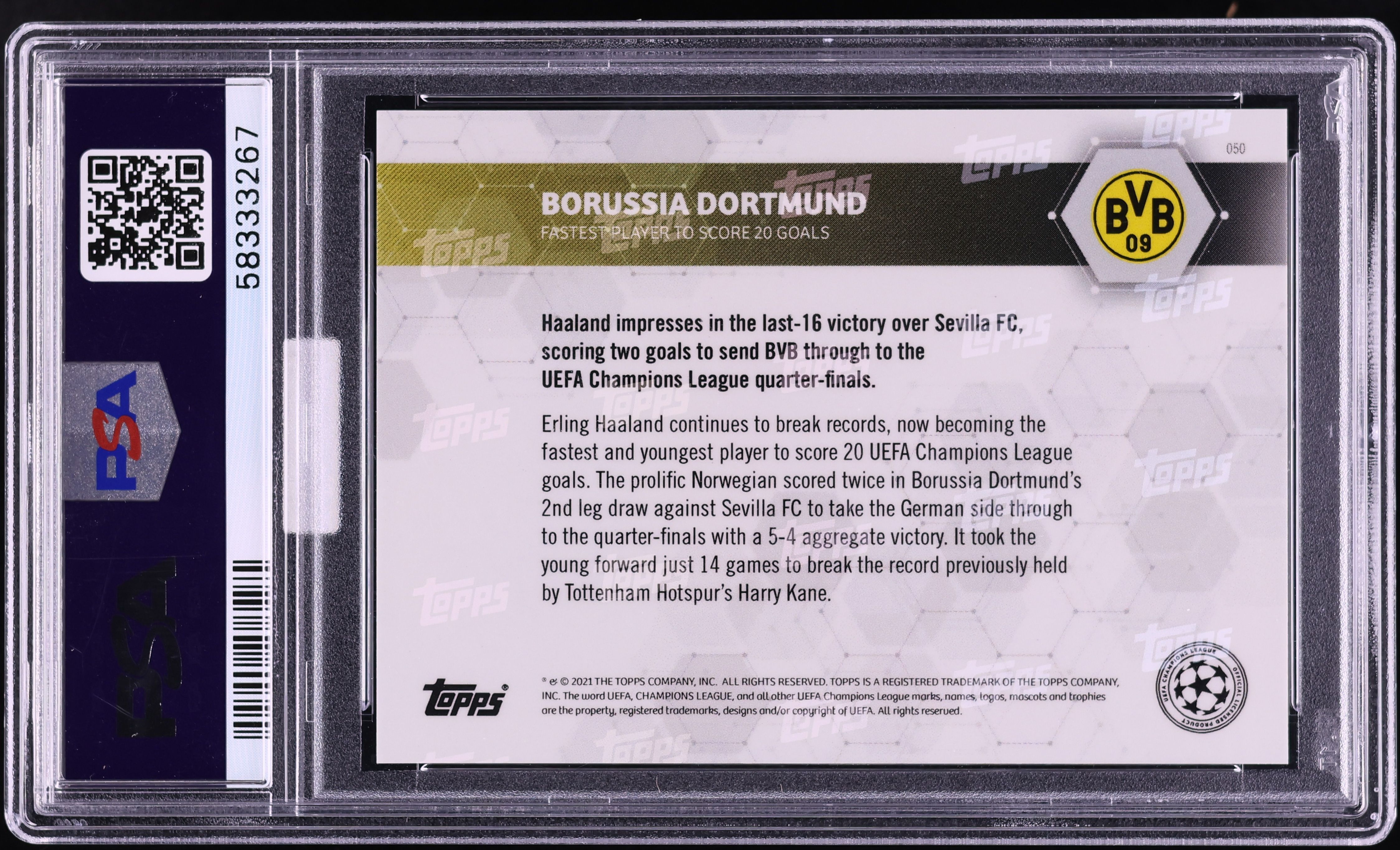 2020 Topps Now UEFA Champions League Gold Erling Haaland 1/1 #050