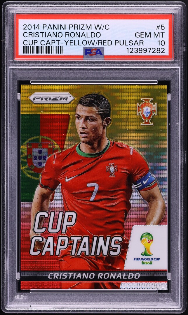 2014 Panini Prizm World Cup Captains Yellow Red Pulsar Cristiano Ronaldo #5 PSA 10 GEM MINT