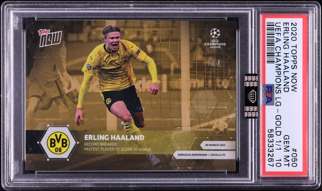 2020 Topps Now UEFA Champions League Gold Erling Haaland 1/1 #50 