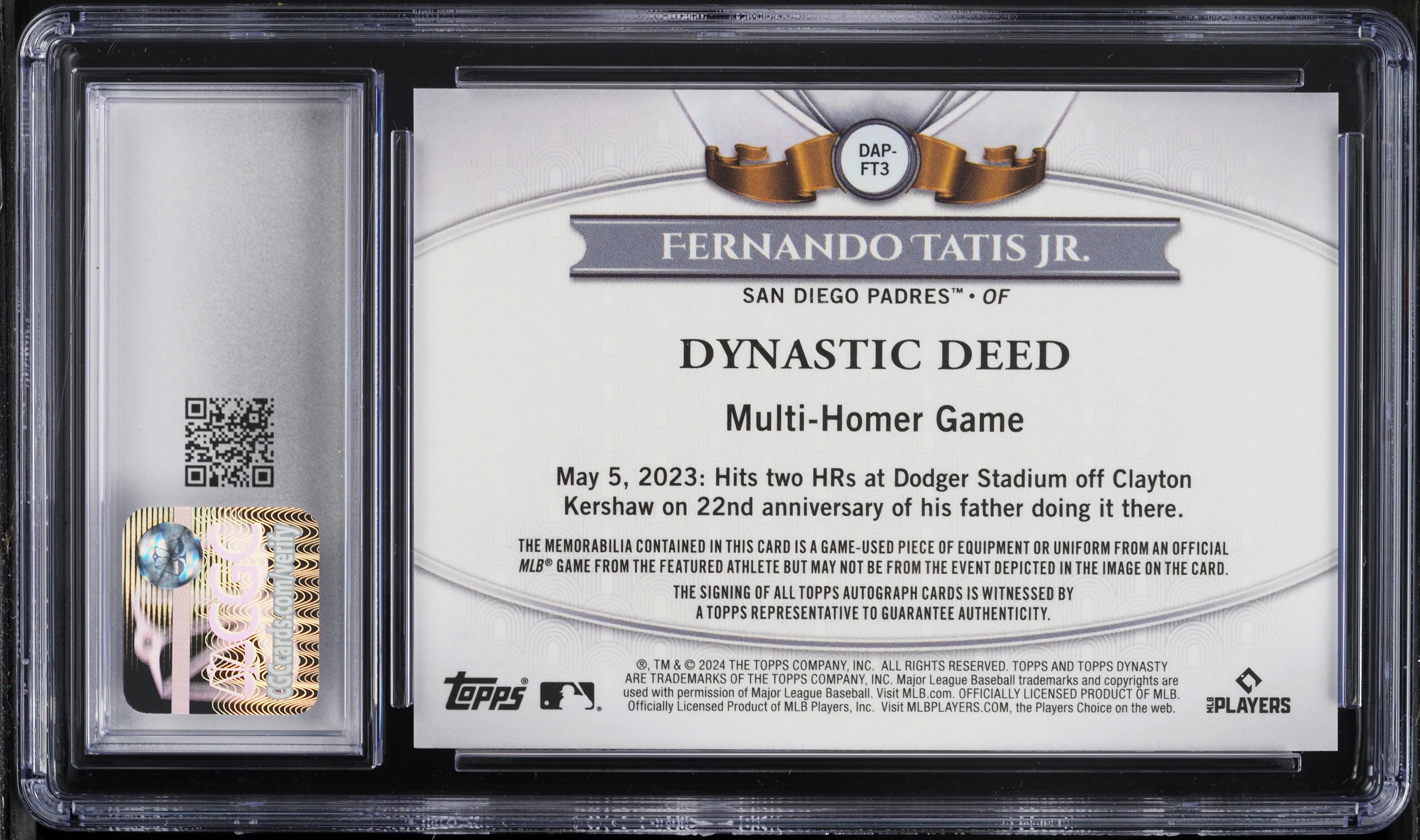 2024 Topps Dynasty Silver Fernando Tatis Jr. GAME-USED PATCH AUTO