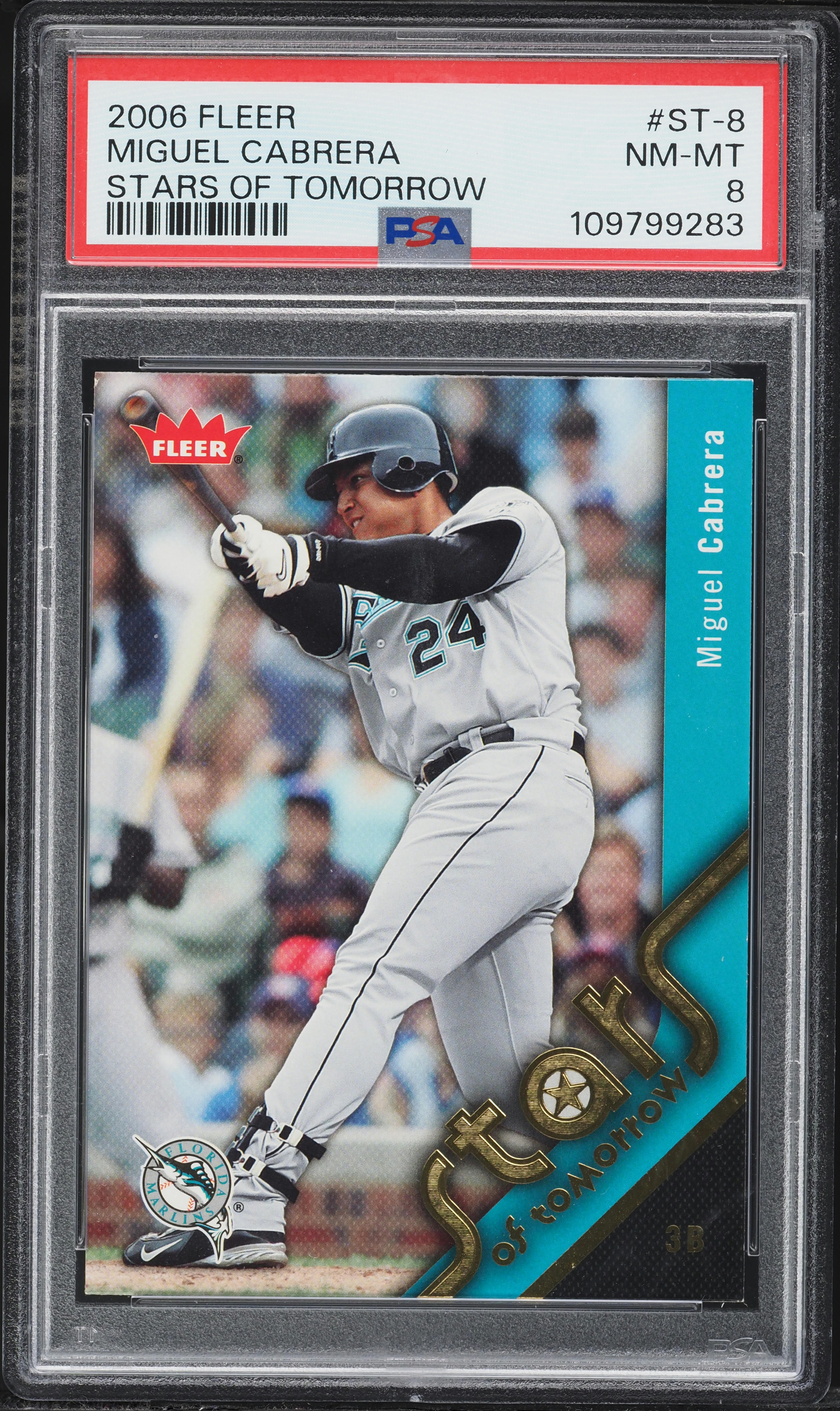 2006 Fleer Stars Of Tomorrow Miguel Cabrera #ST-8 PSA 8 NM-MT on