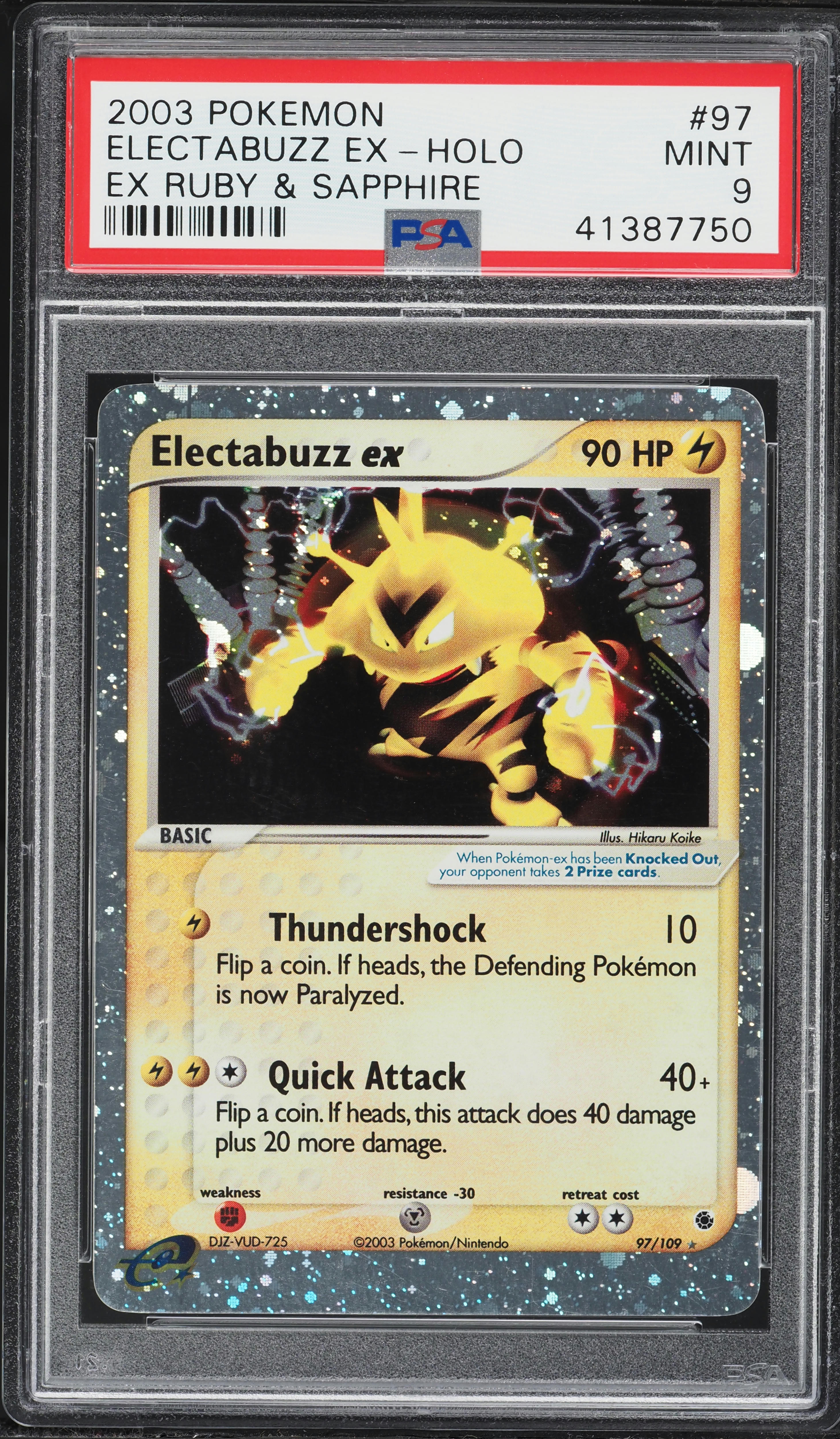 2003 Pokemon EX Ruby & Sapphire Holo Electabuzz EX #97 PSA 9 MINT
