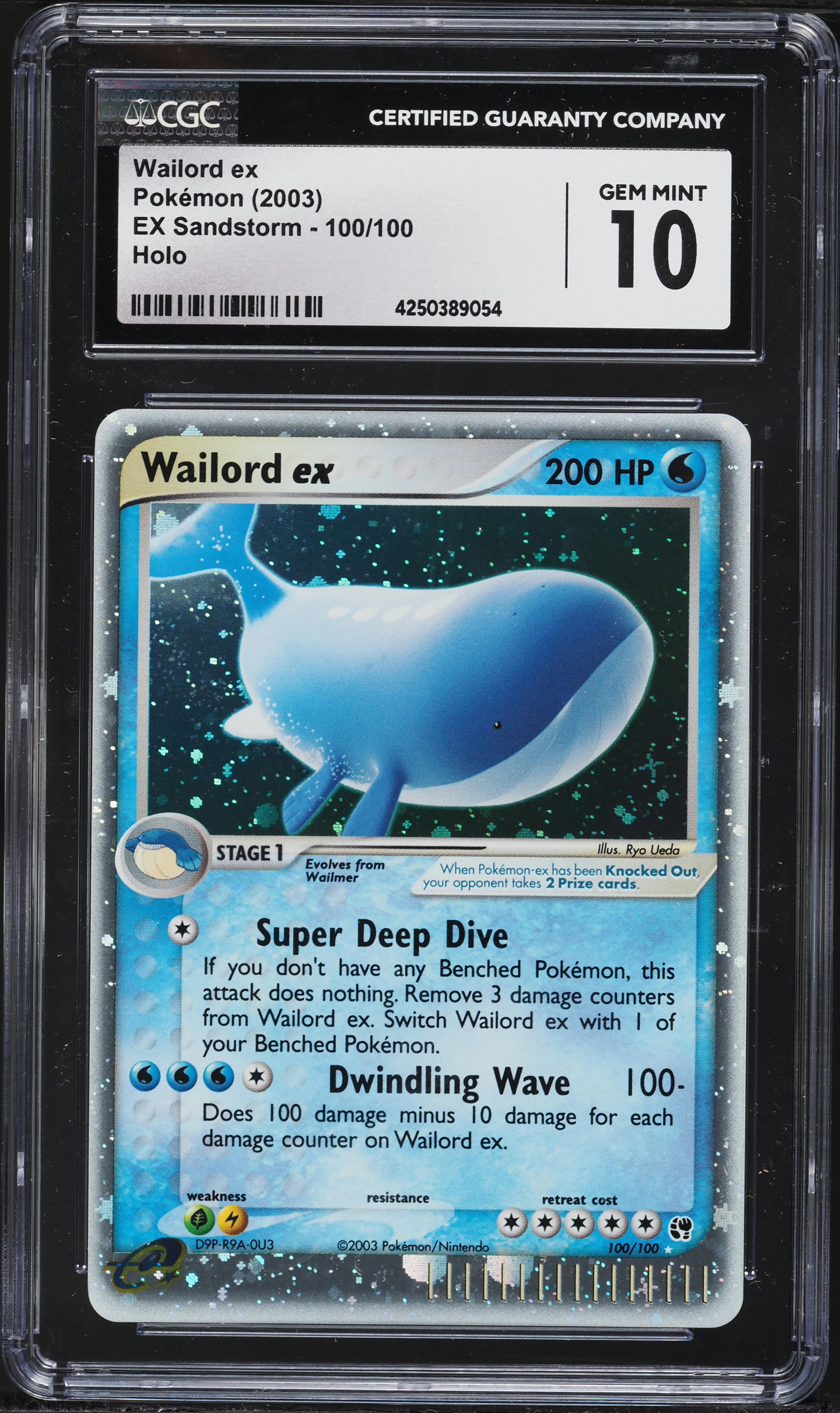 2003 Pokemon EX Sandstorm Holo Wailord EX #100 CGC 10 GEM MINT on