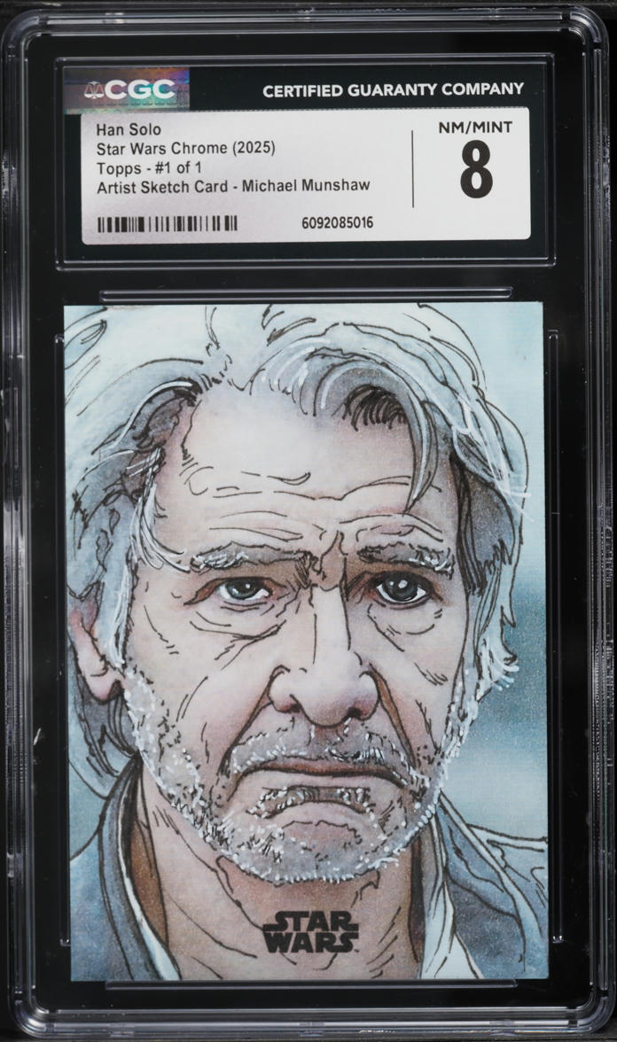 2025 Topps Star Wars Chrome Artist Sketch Card Han Solo Michael