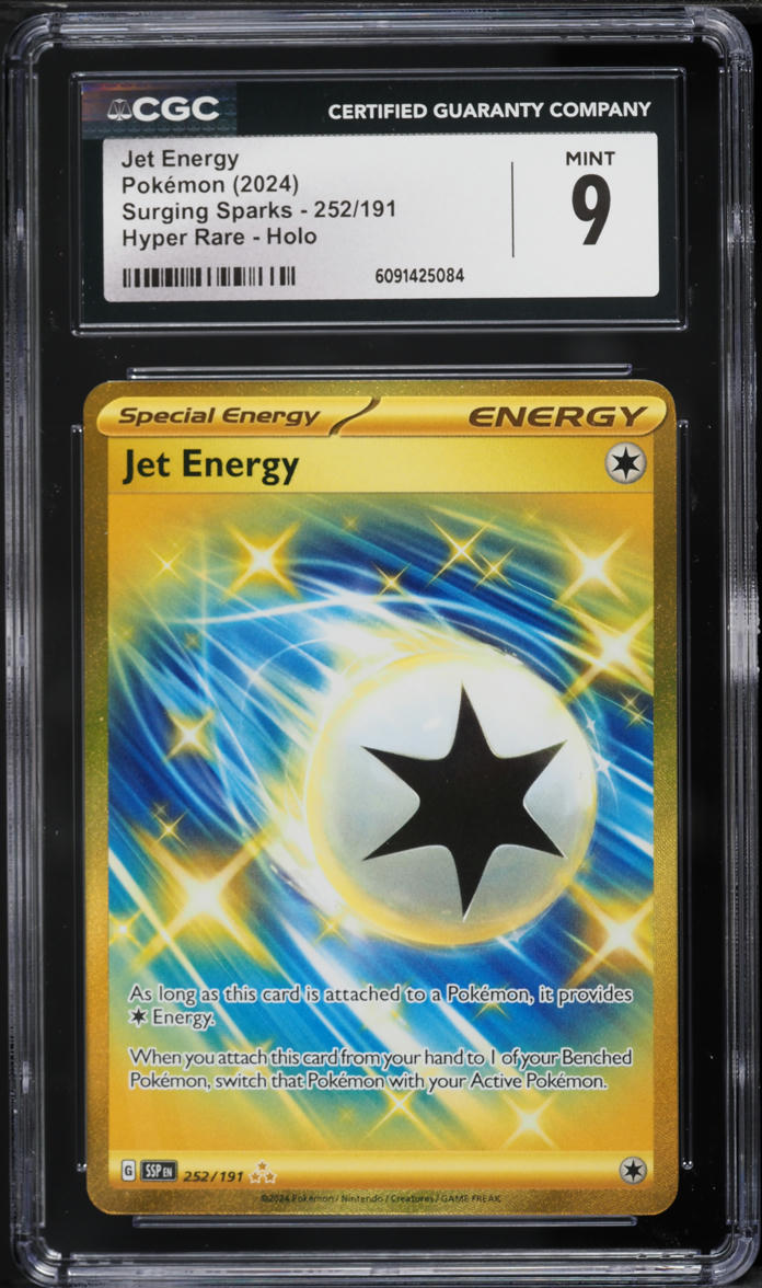 2024 Pokemon Scarlet & Violet Surging Sparks Gold Rare Jet Energy #252 CGC  9 MINT on Fanatics Collect