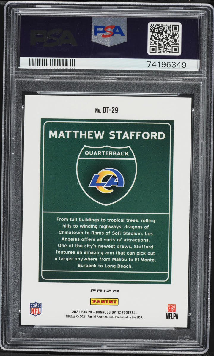 2021 Donruss Optic Downtown Matthew Stafford #DT-29 PSA 10 GEM MINT
