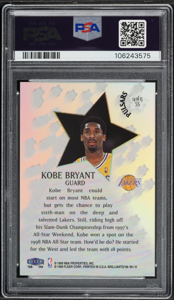 1998 Fleer Brilliants Shining Stars Pulsars Kobe Bryant #14 PSA 6