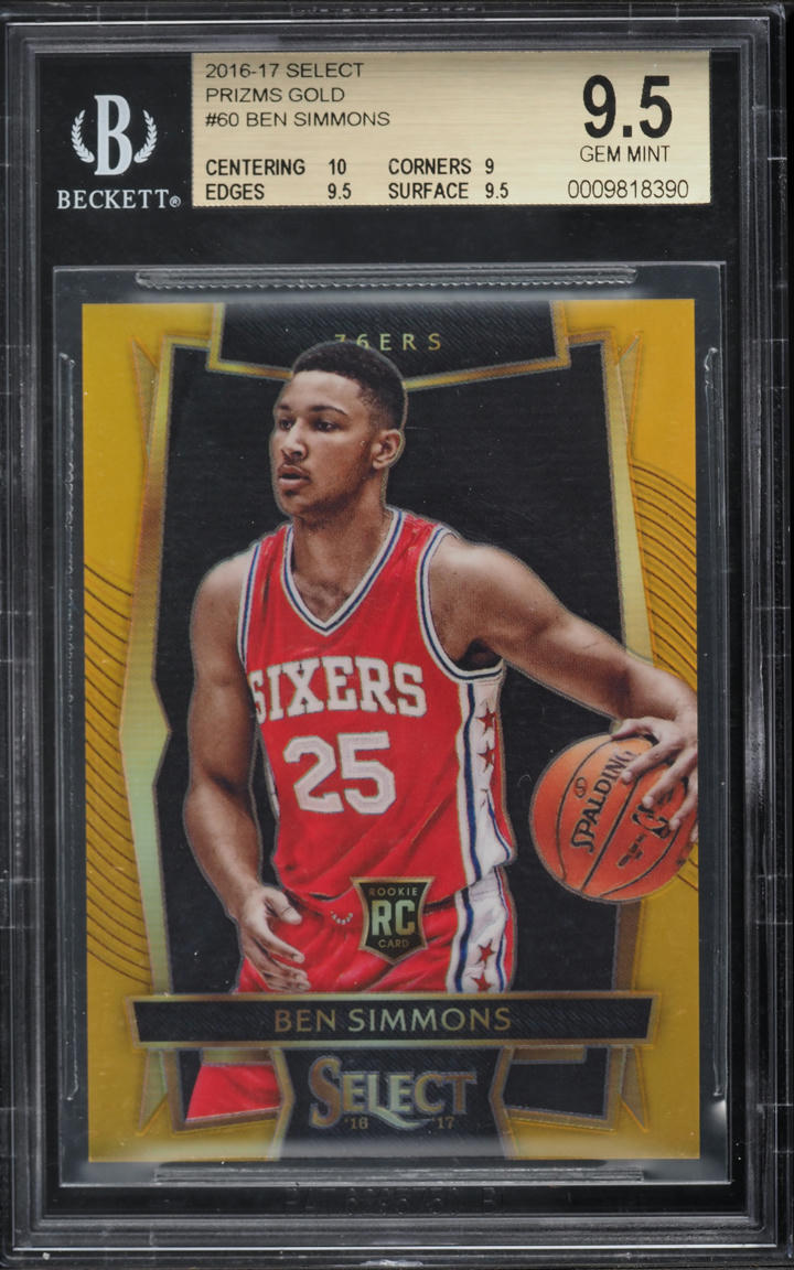 2016 Select Forward Gold Prizms Ben Simmons ROOKIE /10 #60 BGS 9.5 GEM MINT