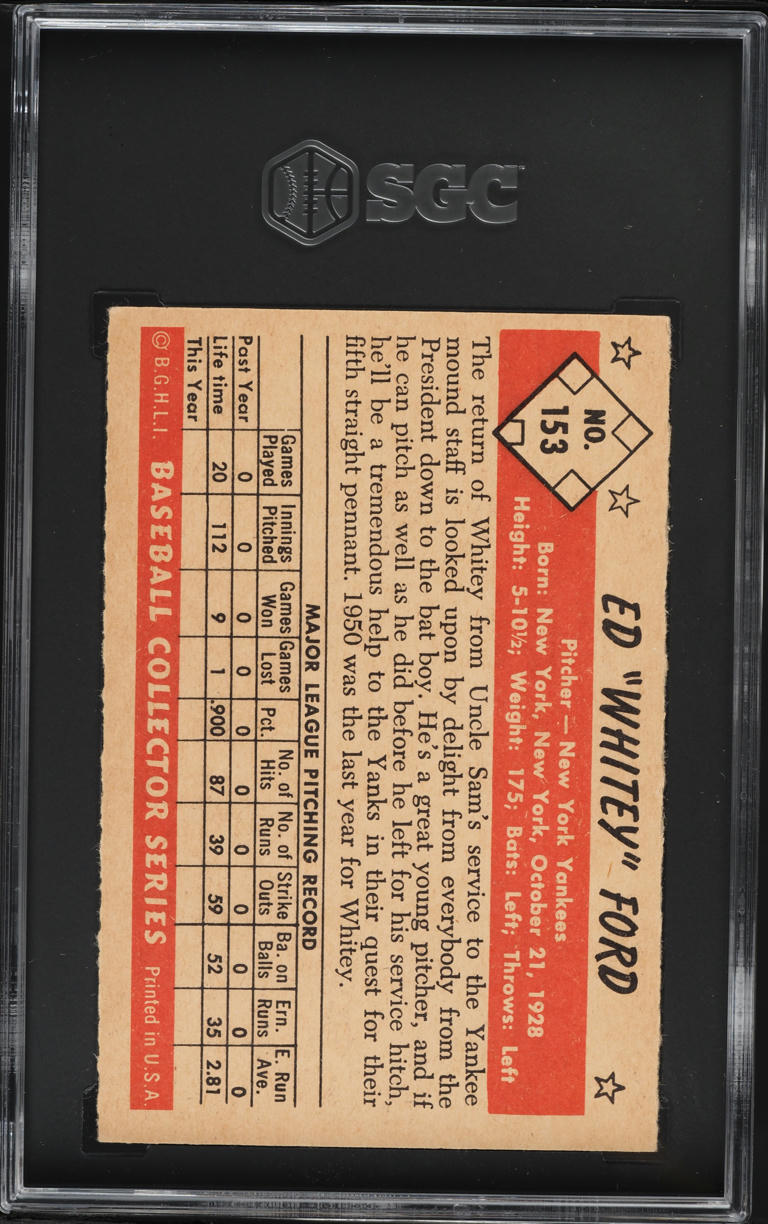 1953 Bowman Color Whitey Ford #153 SGC 5 EX