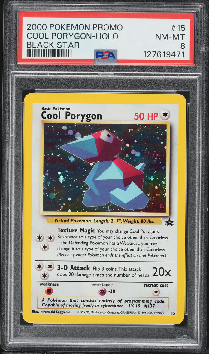 2000 Pokemon Black Star Promo Holo Cool Porygon #15 PSA 8 NM-MT on