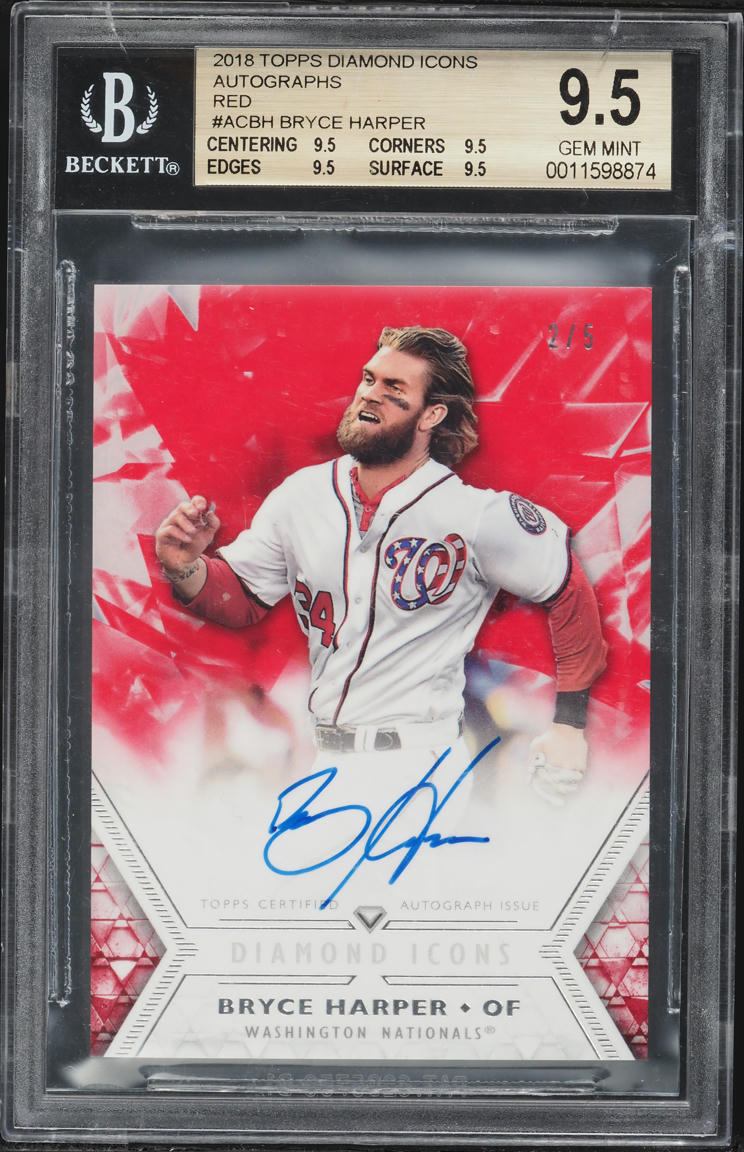 2018 Topps Diamond Icons Red Bryce Harper AUTO /5 #ACBH BGS 9.5 GEM MINT