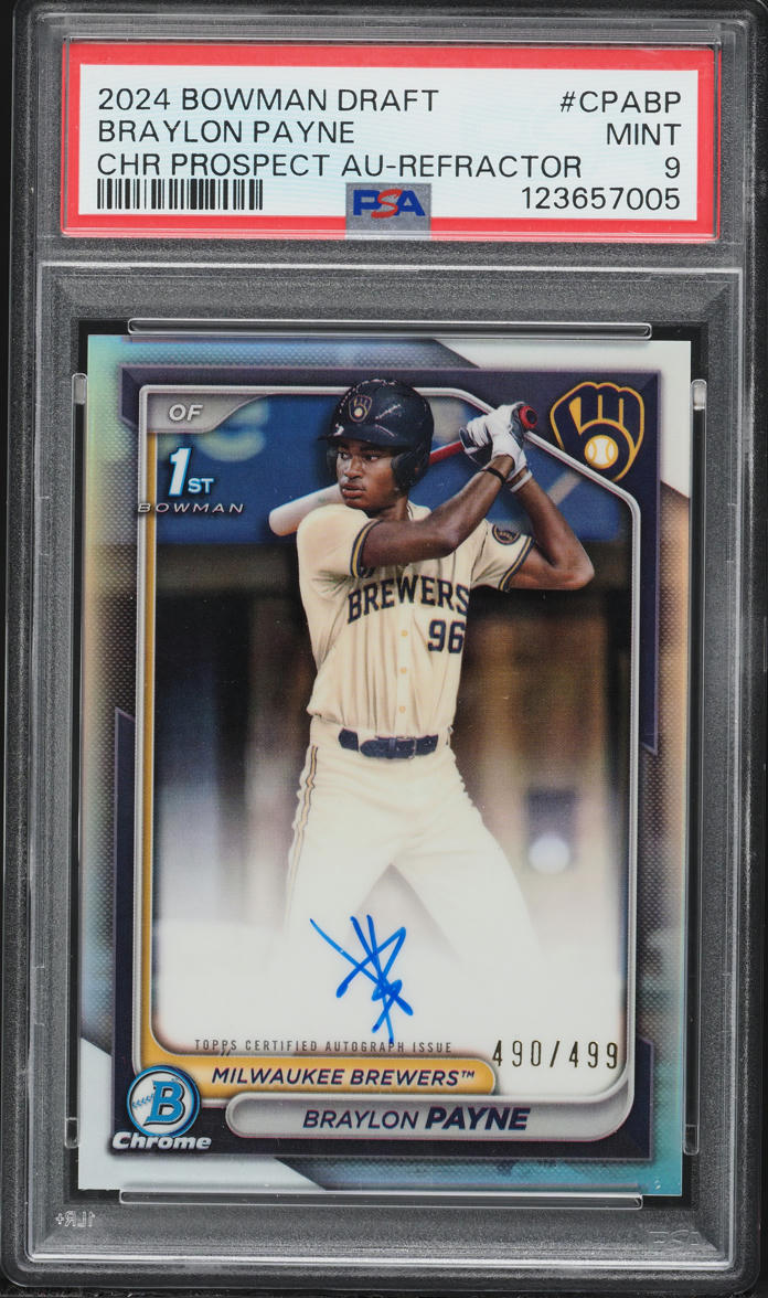 2024 Bowman Chrome Draft Refractor Braylon Payne PROSPECT AUTO /499 #CPA-BP PSA 9 MINT