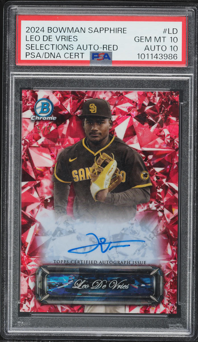 2024 Bowman Sapphire Edition Selections Red Leo De Vries PROSPECT AUTO DNA 10 5/5 PSA 10 GEM