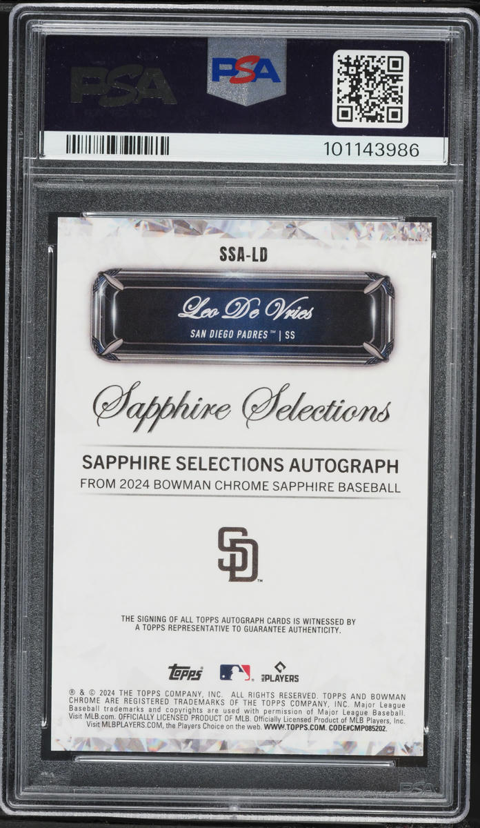 2024 Bowman Sapphire Edition Selections Red Leo De Vries PROSPECT AUTO DNA 10 5/5 PSA 10 GEM