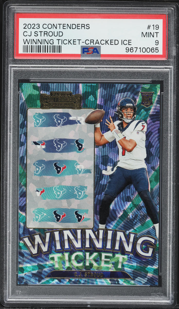2023 Panini Contenders Winning Ticket Cracked Ice C.J. Stroud ROOKIE JSY # 7/25 #19 PSA 9 MINT