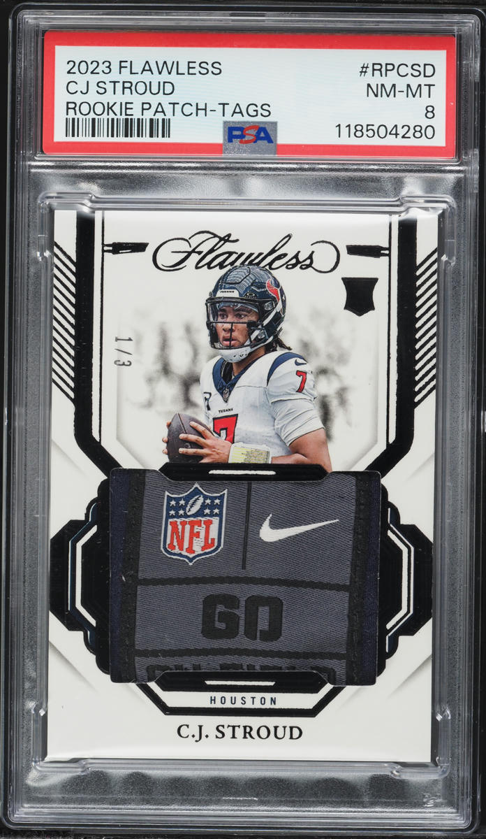 2023 Panini Flawless C.J. Stroud ROOKIE TAG PATCH 1/3 #RPCSD PSA 8 NM-MT
