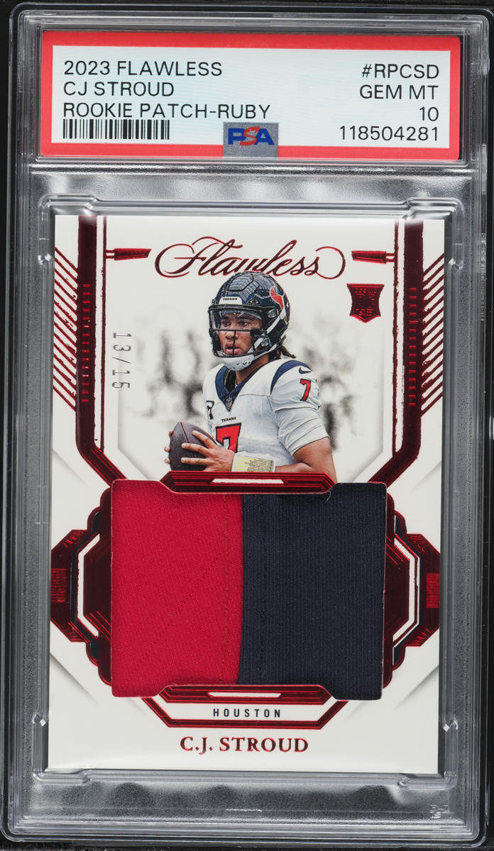 2023 Panini Flawless Ruby C.J. Stroud ROOKIE PATCH /15 #RPCSD PSA 10 GEM MINT