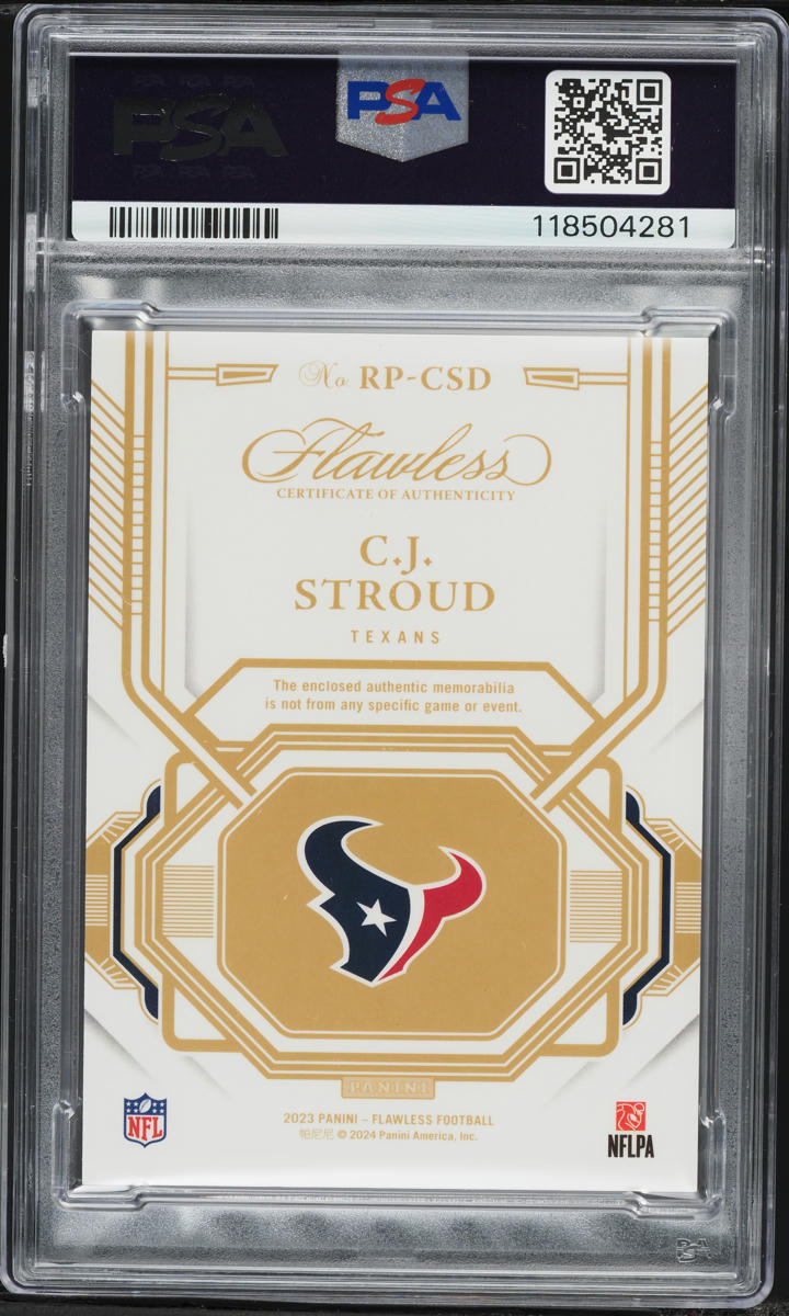 2023 Panini Flawless Ruby C.J. Stroud ROOKIE PATCH /15 #RPCSD PSA 10 GEM MINT