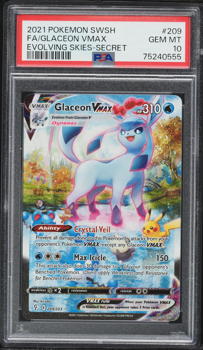 2021 Pokemon Sword & Shield Evolving Skies Full Art Glaceon VMAX #209 PSA 10 GEM MINT