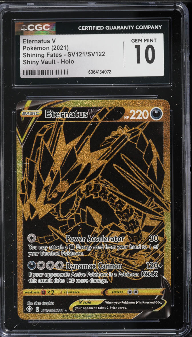 2021 Pokemon Sword & Shield Shining Fates Gold Rare Eternatus VMAX #SV121 CGC 10 GEM MINT on Fanatics Collect 2021 Pokemon Sword & Shield Shining Fates Gold Rare Eternatus VMAX #SV121 CGC 10 GEM MINT on Fanatics Collect